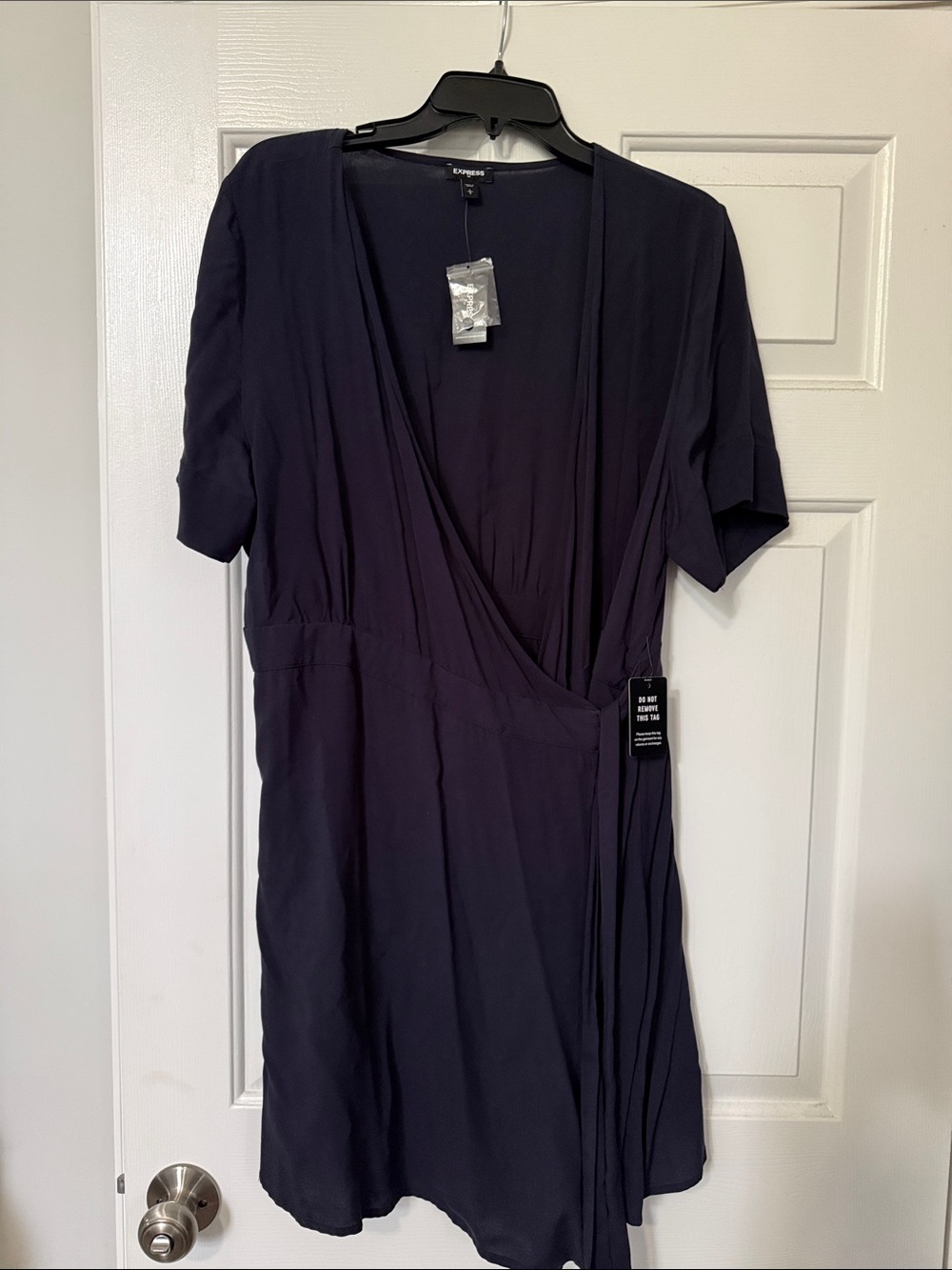 Express Dark Navy Surplice Wrap Dress